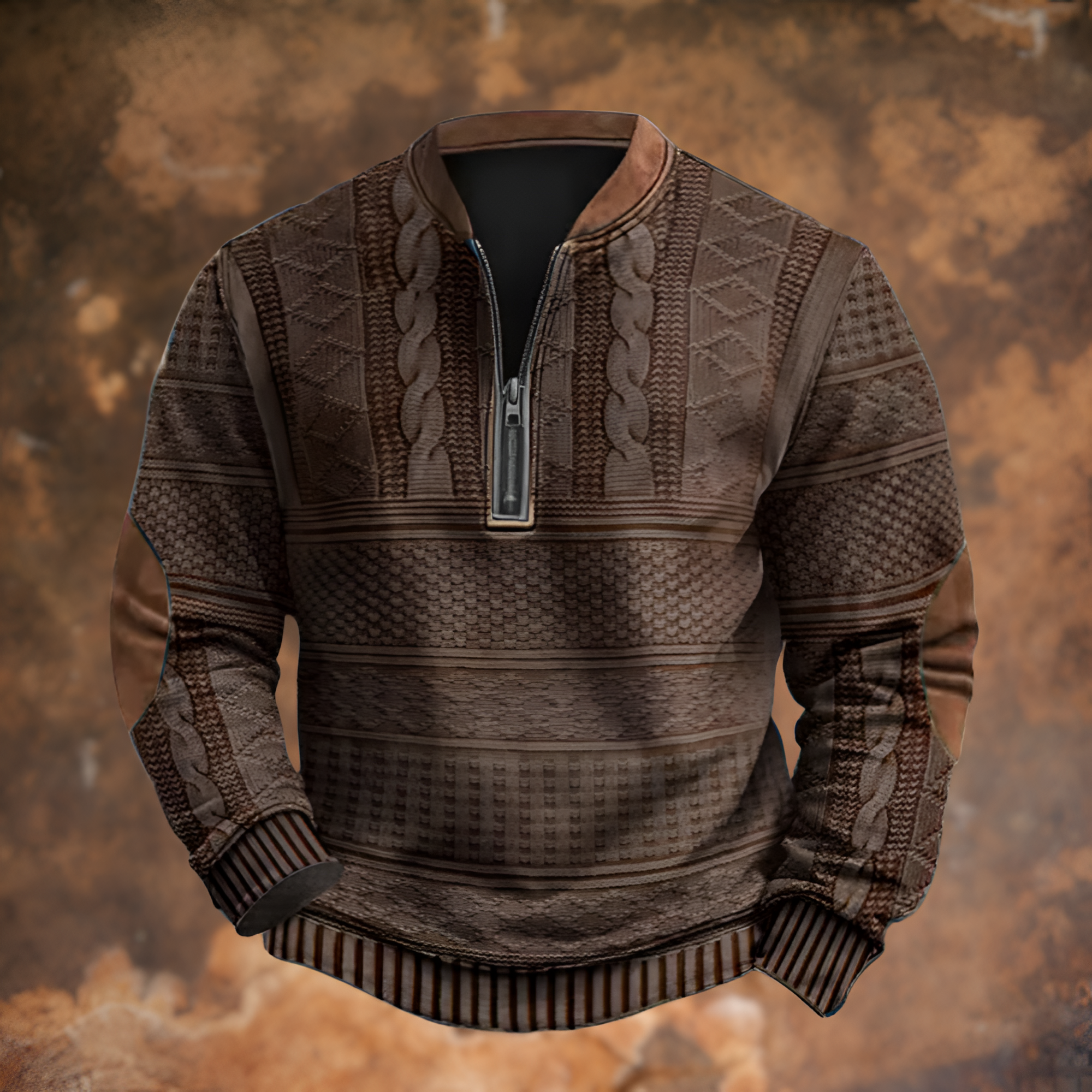 Men's Quarter Zip Pullover Sweater - Casual Wear