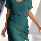 Women's Tiered Midi Dress - Casual Wear