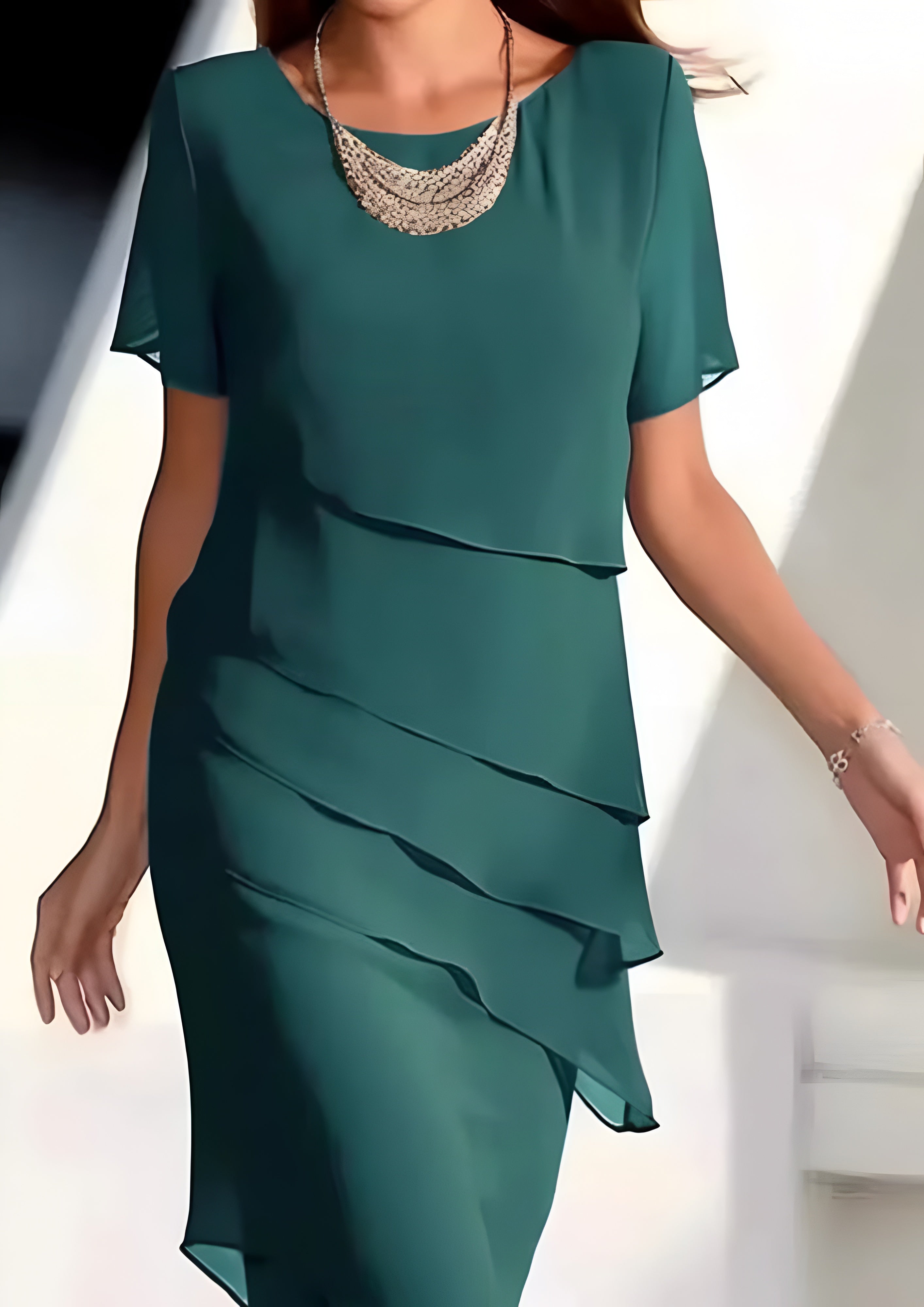 Women's Tiered Midi Dress - Casual Wear