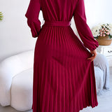 Women's Pleated Maxi Dress - Casual Elegant Dress