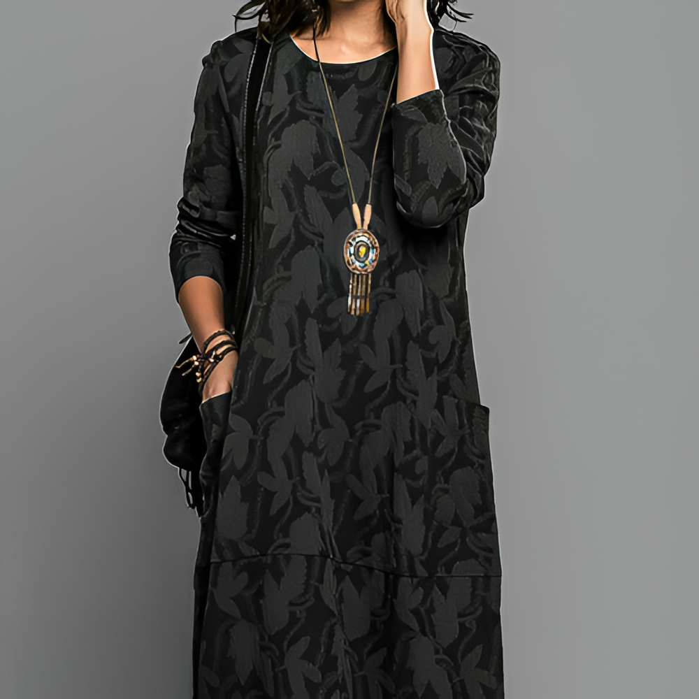 Women's Maxi Dress Patterned Long Sleeve - Casual Wear