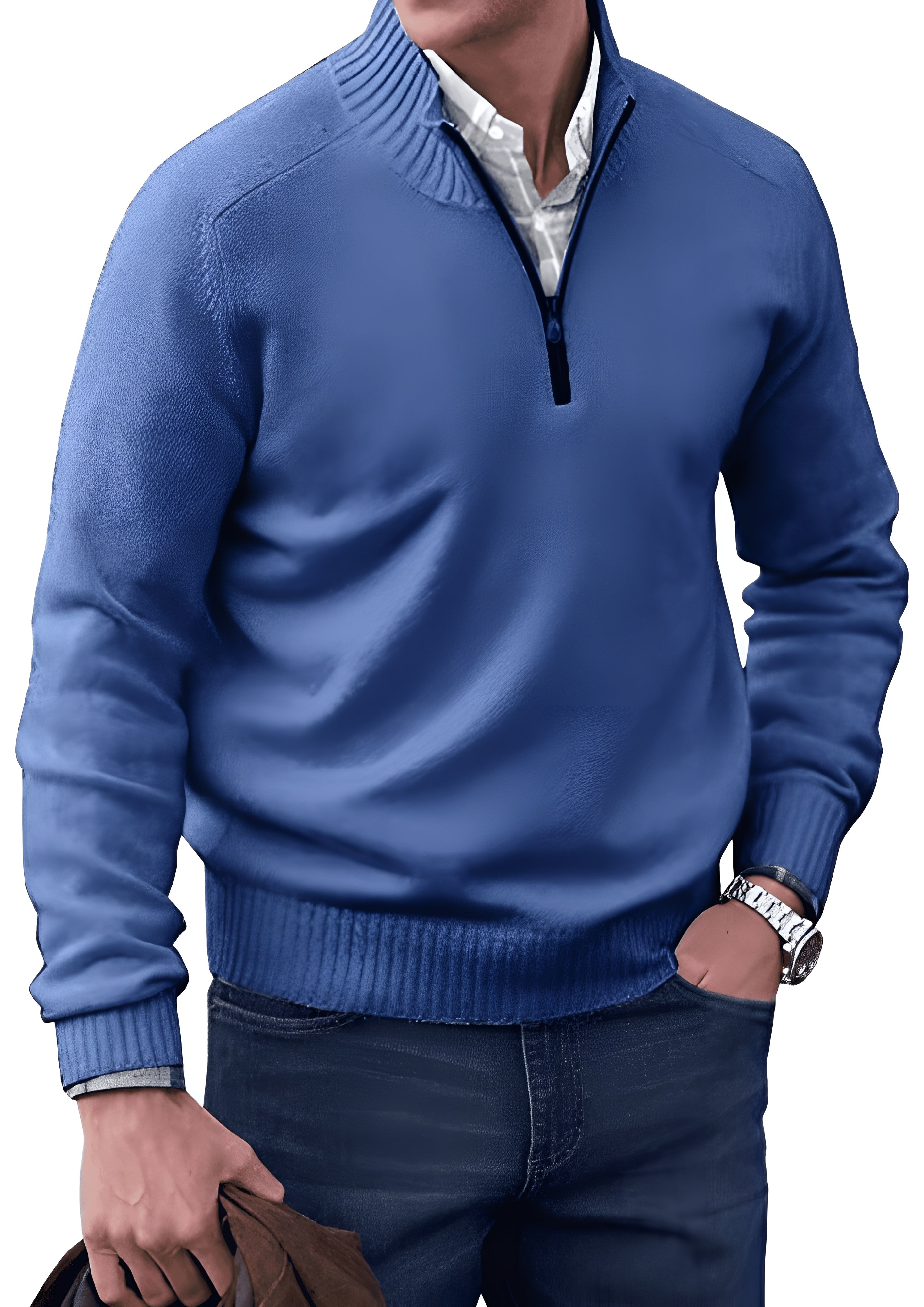 Men’s Knitted Half-Zip Pullover Sweater - Casual Winter Wear