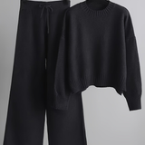 Women's Knit Wide Leg Sweater Set - Casual Loungewear