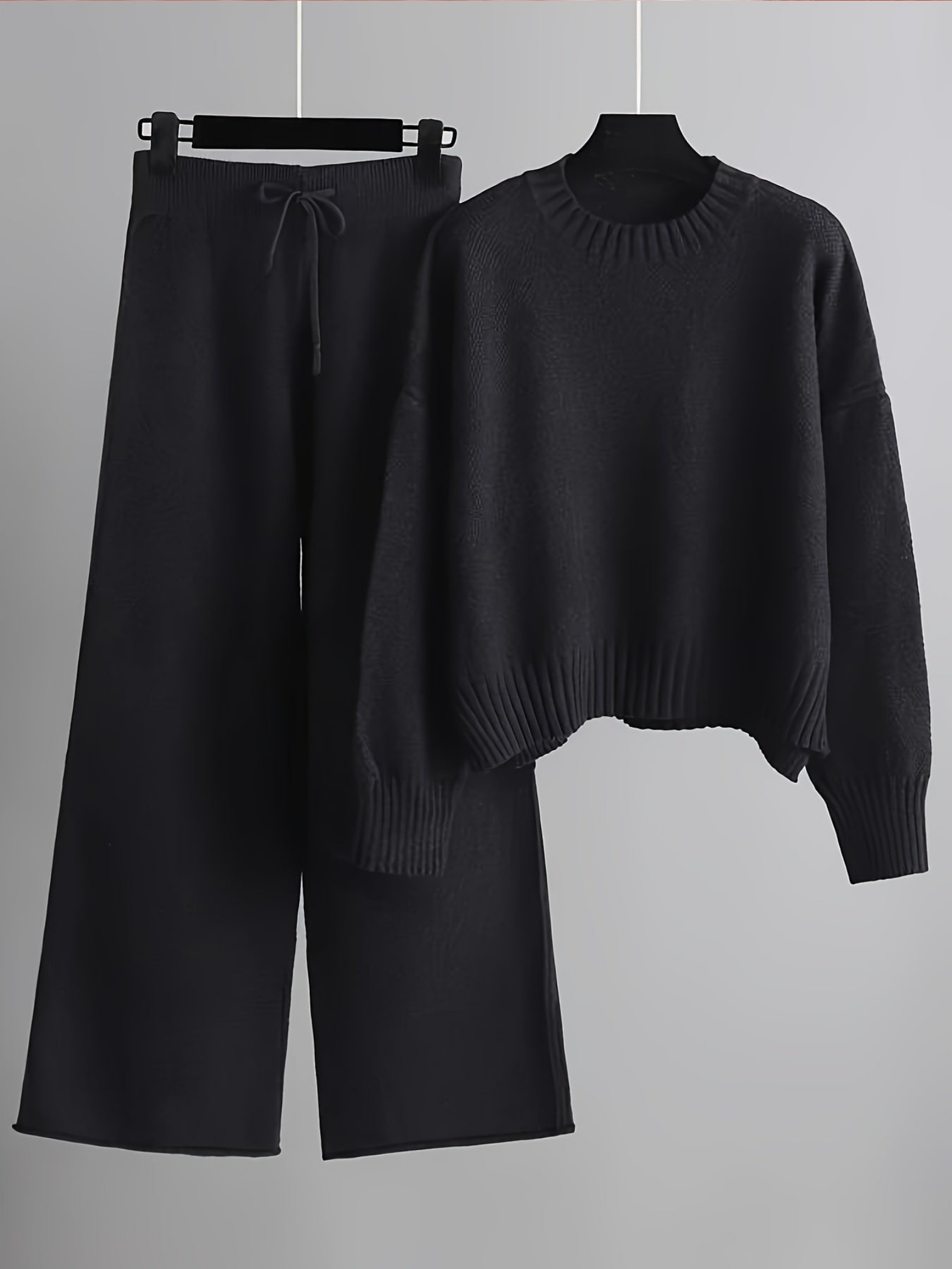Women's Knit Wide Leg Sweater Set - Casual Loungewear