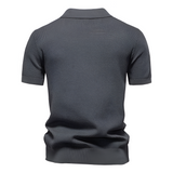 Men's Waffle Knit Notch Neck Polo Shirt - Casual Business