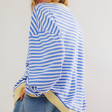Women's Striped Crewneck Sweatshirt - Casual Loungewear