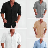 Men's Button Front Long Sleeve Shirt - Casual Summer Wear