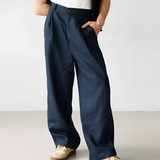 Men's Pleated Wide Leg Trousers - Casual Everyday Wear