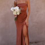 Women's Square Neck High Slit Maxi Dress - Wedding Guest