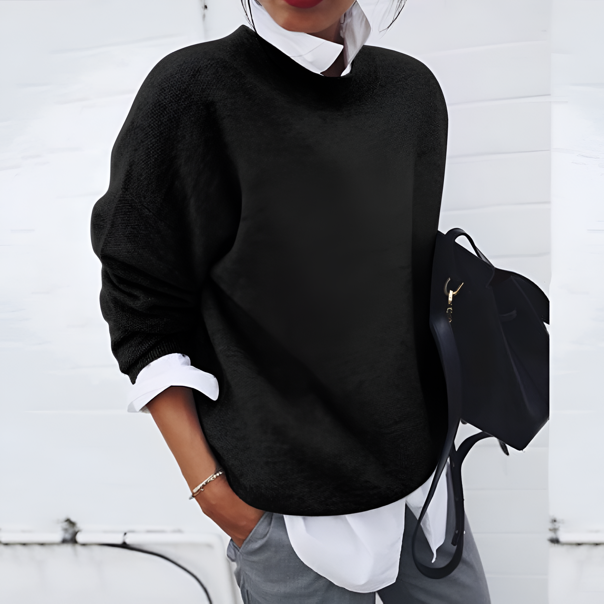 Women's Crewneck Knit Sweater - Casual Daily Wear