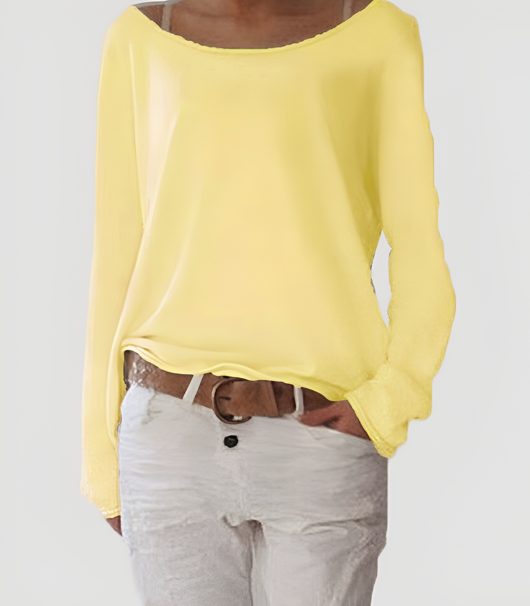 Women's Boat Neck Long Sleeve Knit Top - Casual Everyday Wear