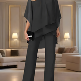 Women's Asymmetric Chiffon Layer Jumpsuit - Evening Party Wear