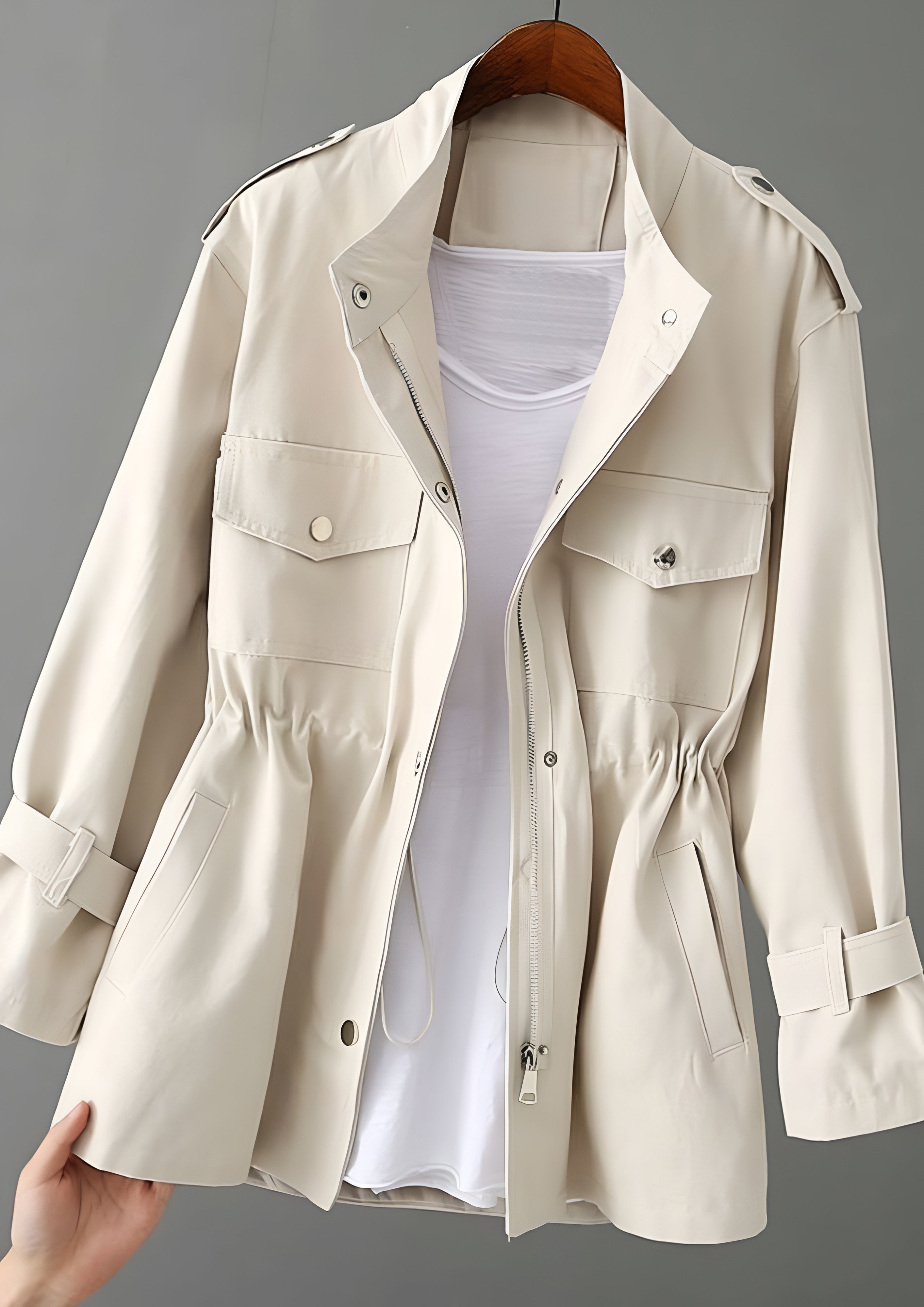 Women's Zip-Front Utility Jacket - Casual Outerwear