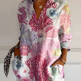 Women's Floral Print Long Sleeve Shirt - Casual Wear
