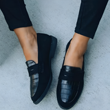 Women's Croc Embossed Loafers - Office Wear