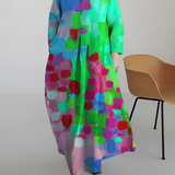 Women's Abstract Print Loose Maxi Dress - Casual Art Wear