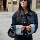 Women's Deep Wash Cuffed Jacket Set - Casual Streetwear
