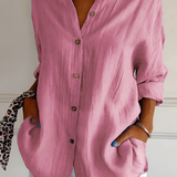 Women's Textured Long Sleeve Shirt - Casual Daily Wear
