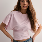 Women's Batwing Sleeve Cinched Waist Tee - Casual Chic