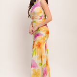 Women's Floral Ruched Sleeveless Maxi Dress - Summer Party