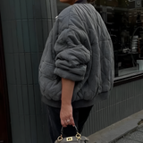 Women's Quilted Bomber Jacket - Casual Streetwear