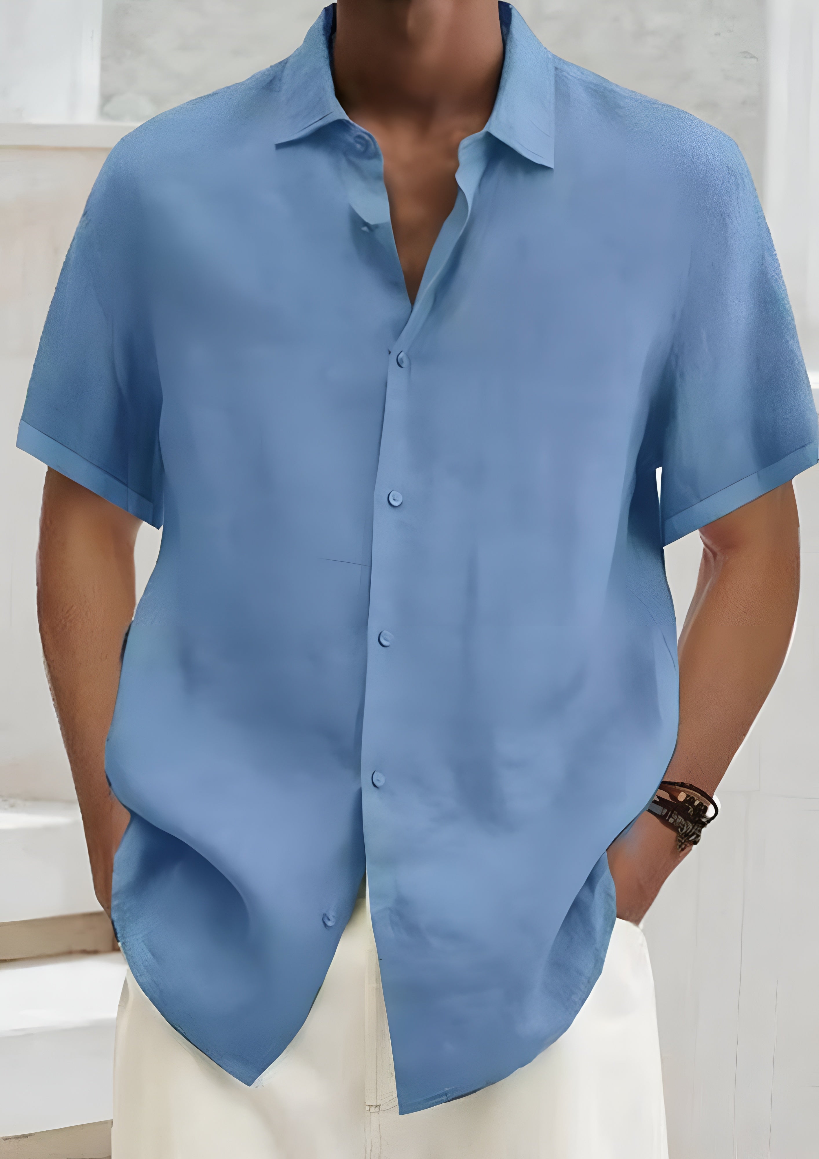 Men's Button Down Collared Shirt - Summer Casual Wear