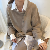 Women's Asymmetric Button Knit Cardigan - Casual Layering