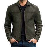 Men's Zip Up Point Collar Jacket - Casual Wear