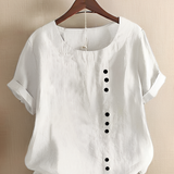 Women's Blouse Short Sleeve Button Detail - Casual Daily Wear