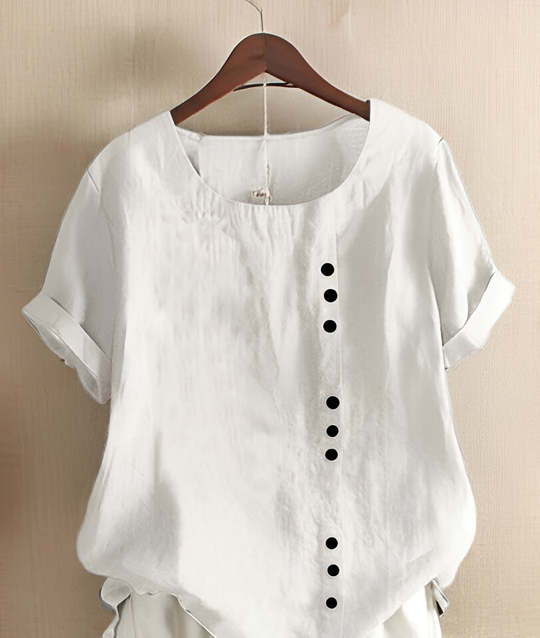 Women's Blouse Short Sleeve Button Detail - Casual Daily Wear