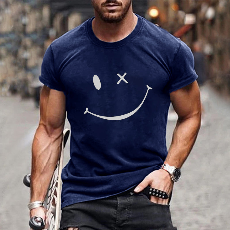 Men's Graphic T-Shirt Smiley Face Short Sleeve - Streetwear