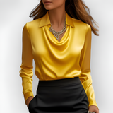 Women's Drape Long Sleeve Blouse - Office Wear