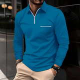 Men's Slim Fit Quarter Zip Polo Shirt - Smart Casual