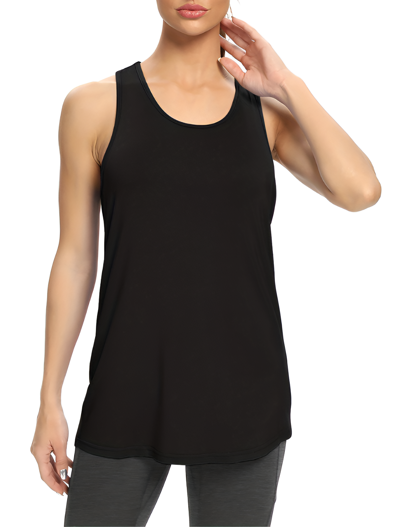 Women's Racerback Longline Tank Top - Athletic Wear