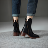 Women's Side Zip Block Heel Ankle Boots - Casual Wear