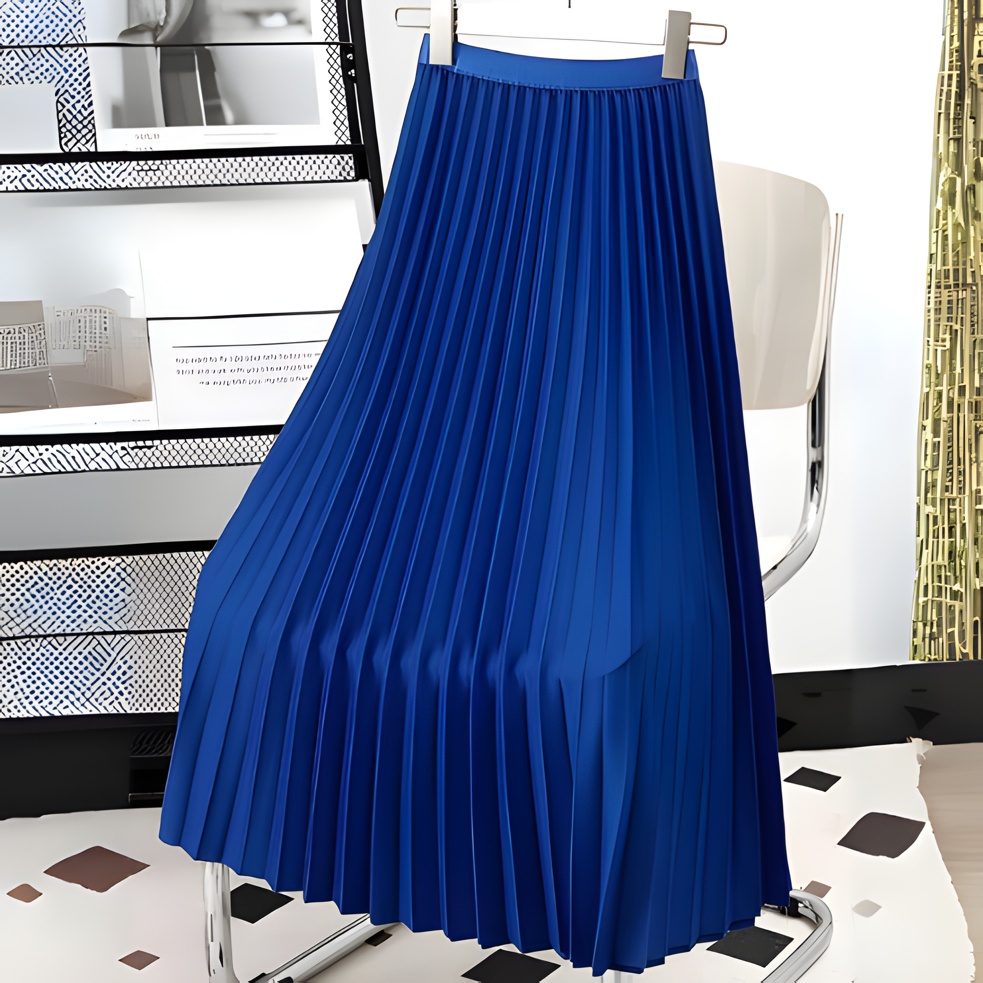 Women's Pleated Skirt High-Waisted A-Line Style - Office Wear