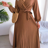 Women's Pleated Maxi Dress - Casual Elegant Dress