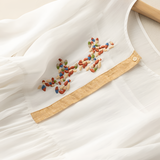 Women's Embroidered A-Line Midi Dress - Casual Outing