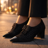 Women's Pointed Toe Block Heel Shoes - Party Wear