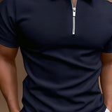 Men's Quarter-Zip Polo Shirt - Casual Wear
