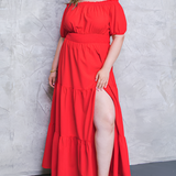 Women's Off-The-Shoulder Smocked Maxi Dress - Summer Outing