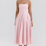 Women's Strapless Pleated Midi Dress - Cocktail Party