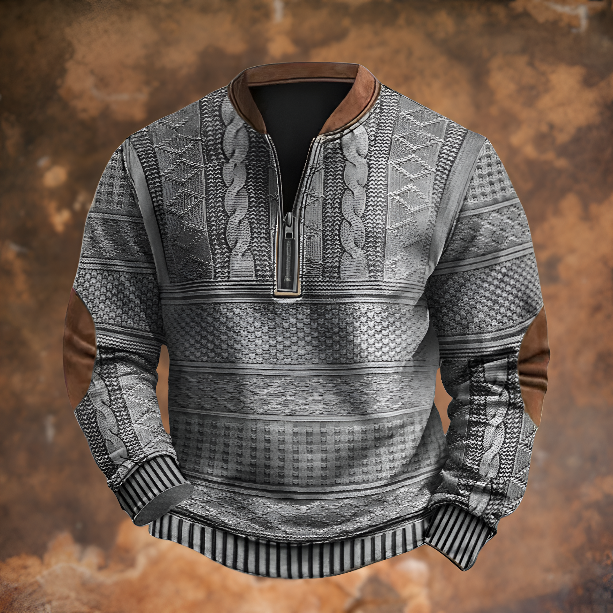Men's Quarter Zip Pullover Sweater - Casual Wear