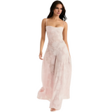 Women's Floral Corset Maxi Dress - Formal Occasion