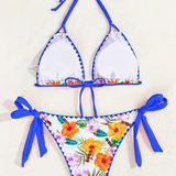 Women's Bikini Set Floral Print Trim - Beach Vacation