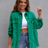 Women's Distressed Frayed Hem Shirt - Casual Daily Wear