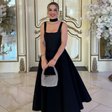 Women's Square Neck A-Line Maxi Dress - Formal Evening Wear