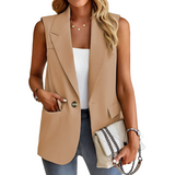 Women's Sleeveless Notch Lapel Blazer - Professional Office Wear