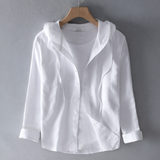 Women's Striped Hooded Long Sleeve Shirt - Casual Outing
