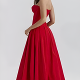Women's Strapless Corset Midi Dress - Special Occasion